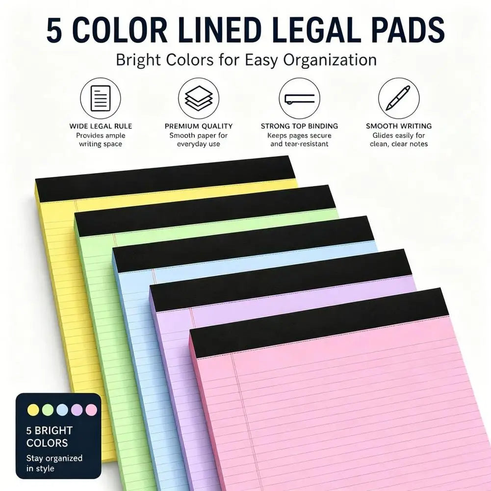 Writing Pad A5 Lined Notebook Colorful Note Paper Stationery Supplies for Students Kids Teachers Office Desk Organization