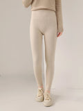 Women 100% Merino Wool Knitted Leggings Autumn Winter Soild High Waisted Wool Pants Comfort Small Leg Pants Versatile Thick Warm