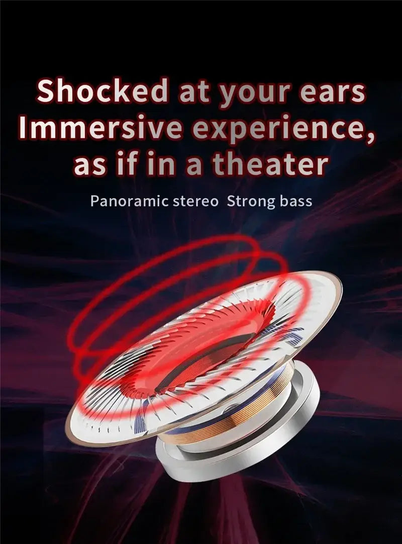silver and red circular metallic speaker driver with concentric rings and copper wire coils on the back side of qkz ak6 in-ear headphones with mic