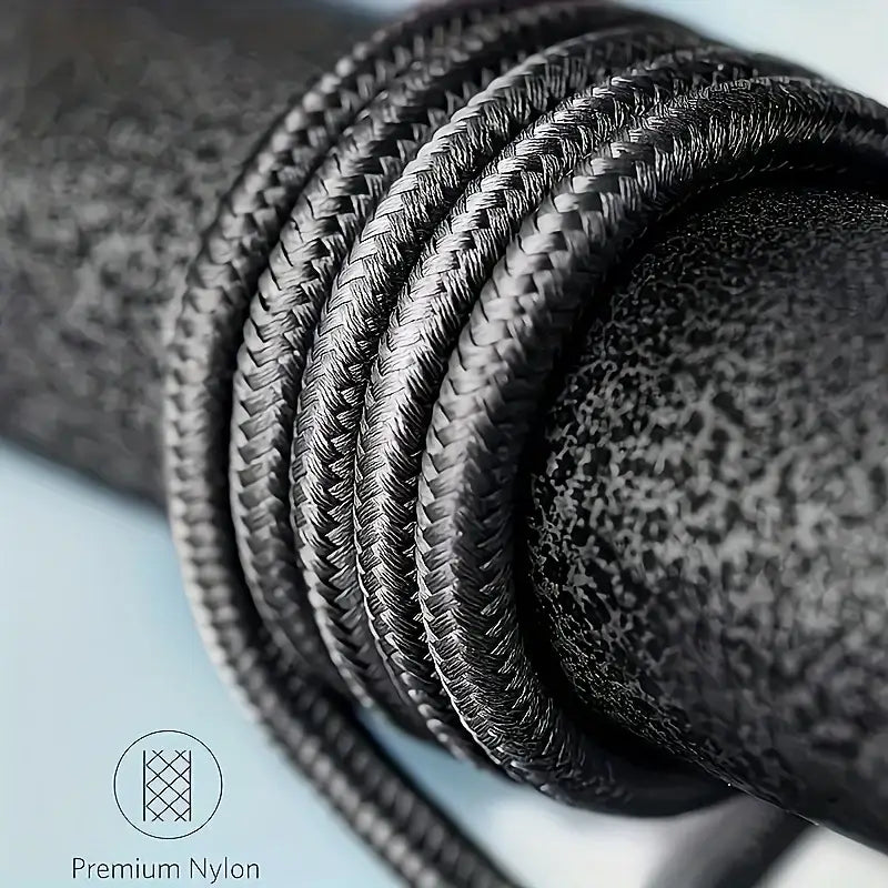 Black braided premium nylon 60w usb-c fast charging cable type-c to type-c for durable and efficient power delivery.