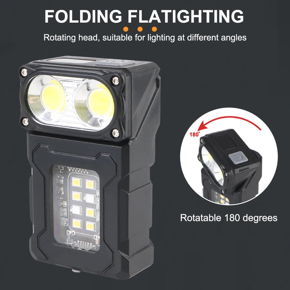 Hiking Camping Working Side Lamp Multifunctional Emergency Light Portable Adjustable Angle Flashlight USB Rechargeable
