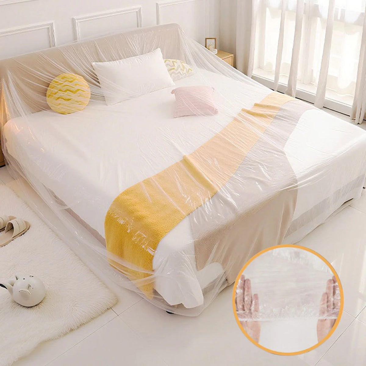Thickened Furniture Protection Cover with Elastic Disposable Bed Sofa Dust-proof Cover Furniture Protective Film Multipurpose