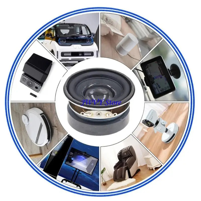 black circular 45mm 3w 4 ohm speaker component with a central cone and metallic mounting hardware for home audio diy.