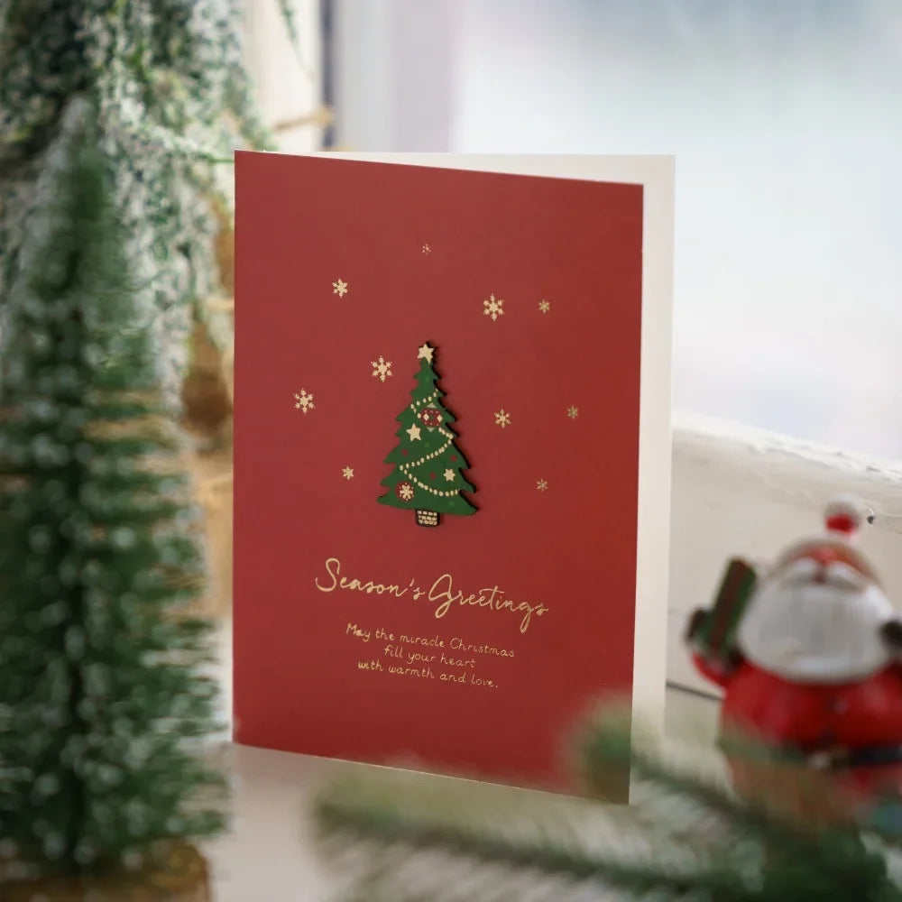 2025 Merry Christmas Greeting Cards Set with Envelopes New Year Wishes Xmas Decorative Postcards Holiday Gift for Family Friends