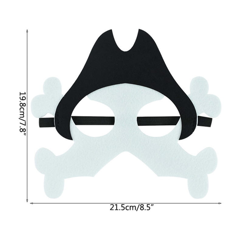 Black felt pirate mask with skull and crossbones design for halloween pumpkin ghost diy party costume.