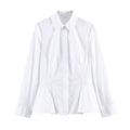 Women's Chic Skirt Style Hem Blouses Shirts Spring Summer Female Single Breasted Slim Fit Long Sleeved Shirts Lady OL Shirt Tops