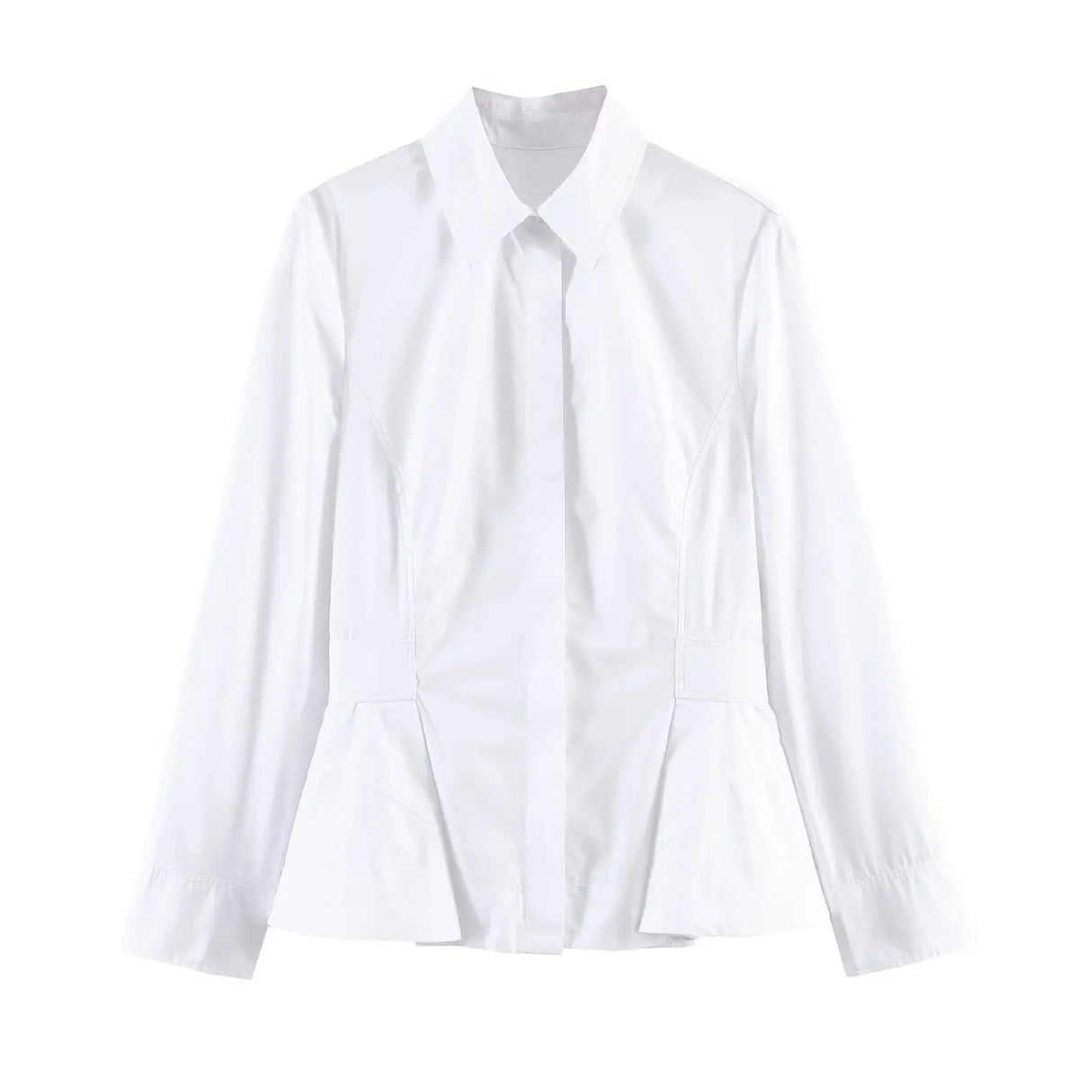 Women's Chic Skirt Style Hem Blouses Shirts Spring Summer Female Single Breasted Slim Fit Long Sleeved Shirts Lady OL Shirt Tops