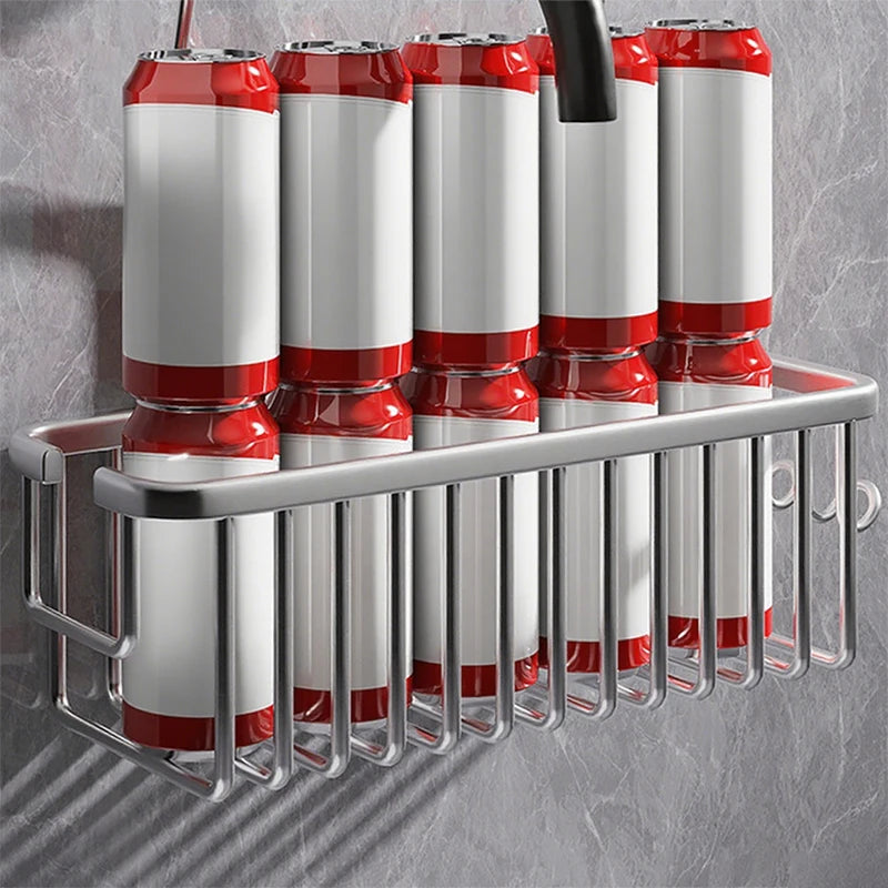 Aluminum Bathroom Shelf - Adjustable Shower Storage Organizer with Rustproof Shampoo Holder & Bath Basket Accessories