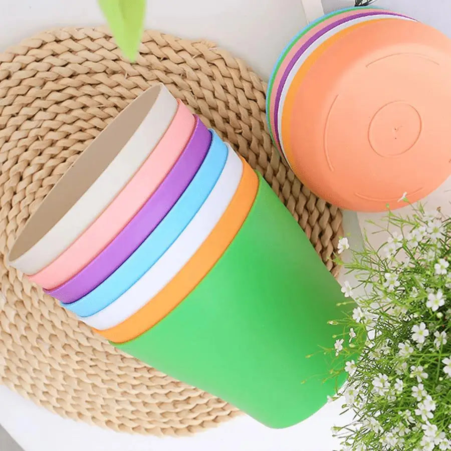 5/10/12Pcs Plastic Plant Pots with Trays, Small Nursery Planters for Succulent Cactus Desktop Decor XJM
