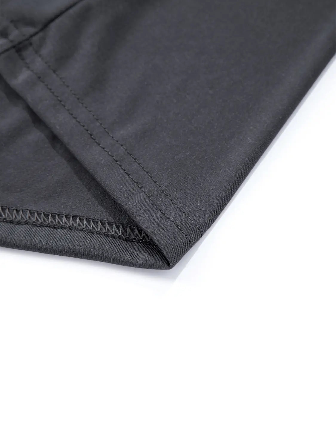 Tissu de t-shirt à manches longues col rond à évacuation de l’humidité pour hommes, noir, avec des coutures soignées et un léger éclat
