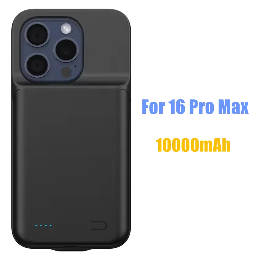 10000mAh Powerbank Cover For iPhone 17 16 Pro Max 17Air 16 Plus 16e External Battery Cases Portable Charger Power Bank Case