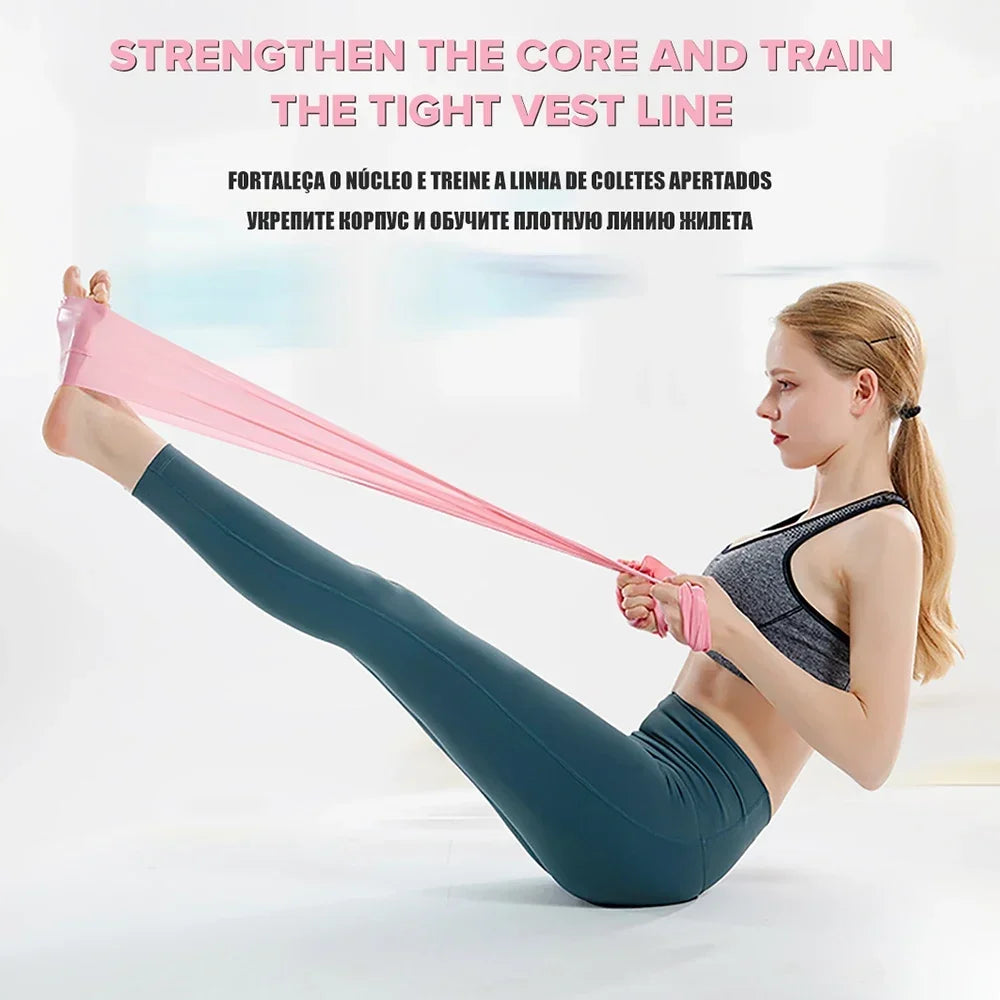 Length 200cm Yoga Pilates Stretch Resistance Band For Gym Fitness Exercise Band Training Elastic Rubber