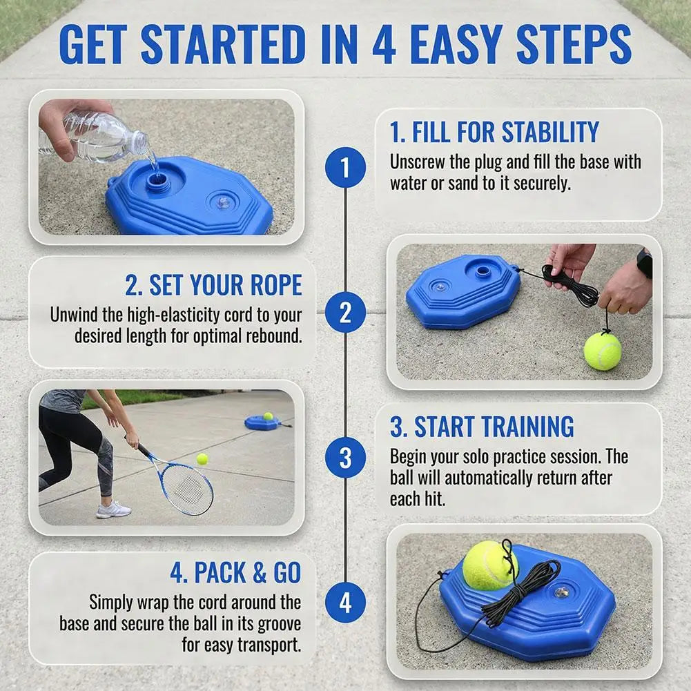 Tennis Training Aids Bases With Elastic Rope Ball Practice Self-Duty Rebound Tennis Trainer Tennis Practice Tool