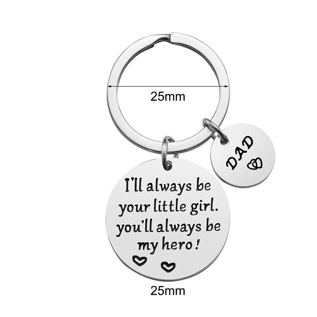Father’s Day Gift Dad Gifts from Daughter for Birthday Christmas Valentine’s Day Father Daughter Keyring Stainless Steel Jewelry