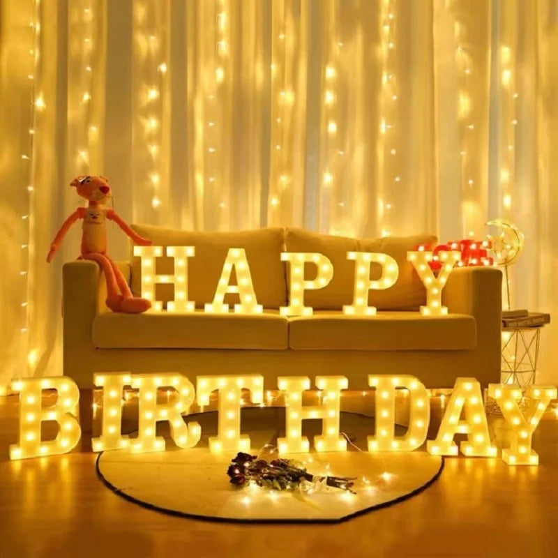 Luxury Alphabet Letter LED Lights Luminous Number Lamp  Battery Night Light for Home Wedding Birthday Christmas Party Decoration
