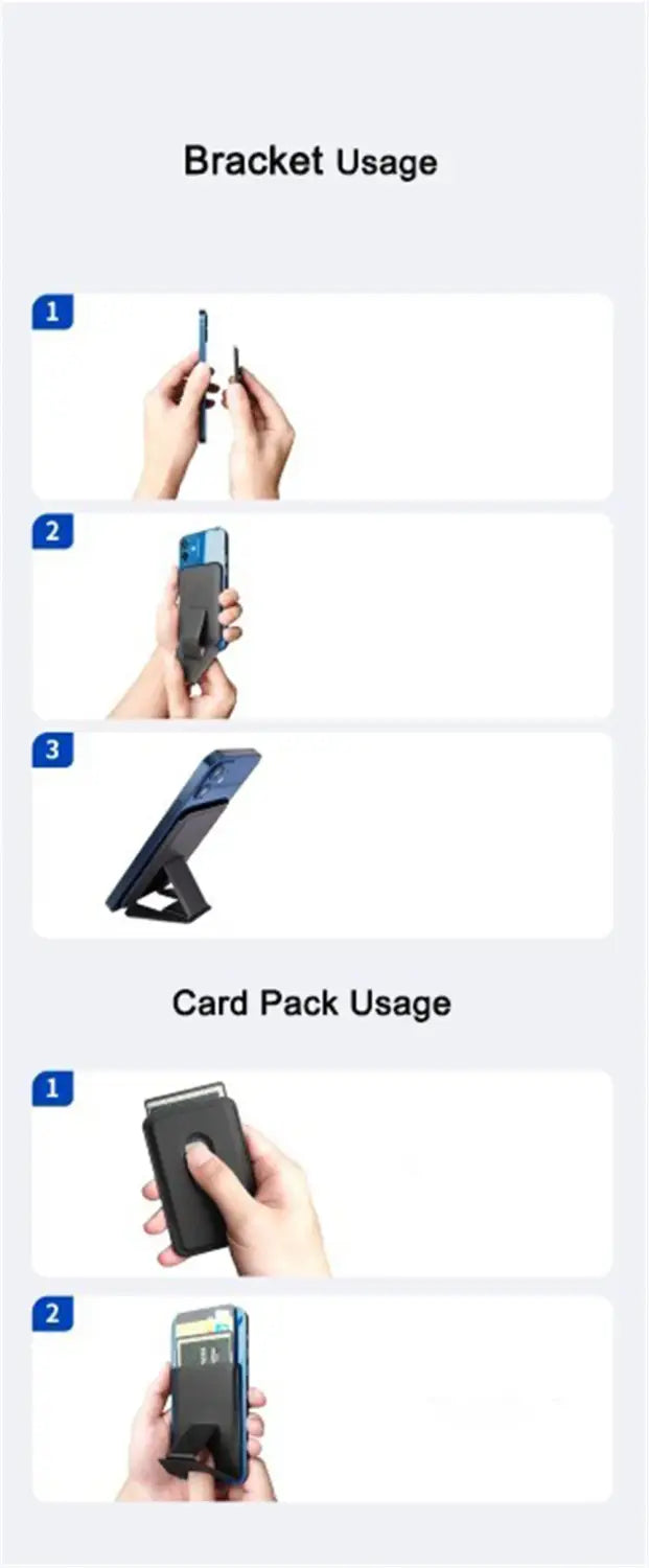 Support de carte de téléphone magnétique noir présenté sous un angle frontal, avec un porte-cartes intégré conçu pour les modèles iPhone 15 14 13 Pro Max