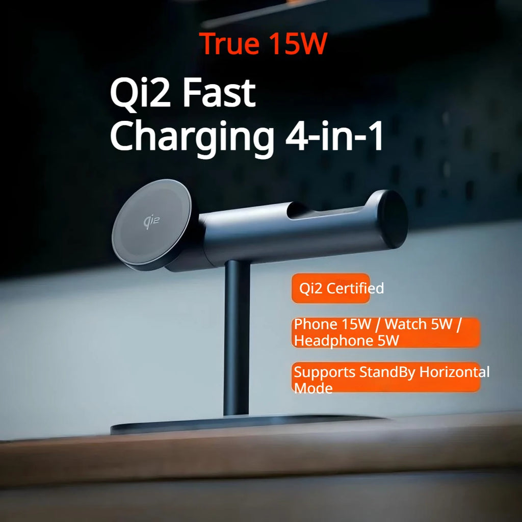 25W Qi2.2 Magnetic Wireless Charger with Cooling Fan & LED, 7-in-1 Fast Charging Stand for iPhone Watch AirPods
