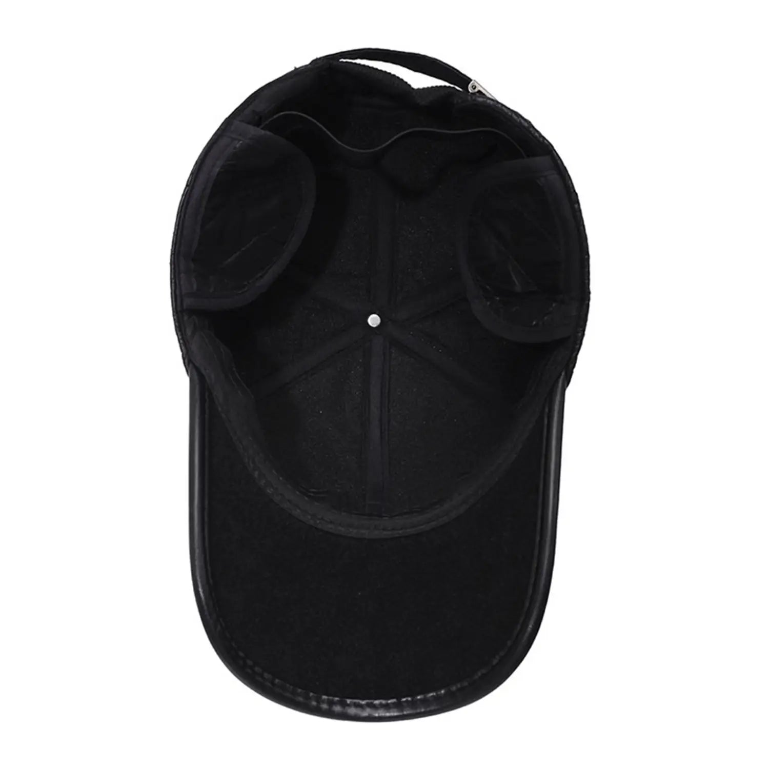 Casquette de baseball noire en suède avec visière courbée et sangle réglable, avec des rabats d’oreilles chauds, convenant pour l’hiver et les bonnets de Noël.