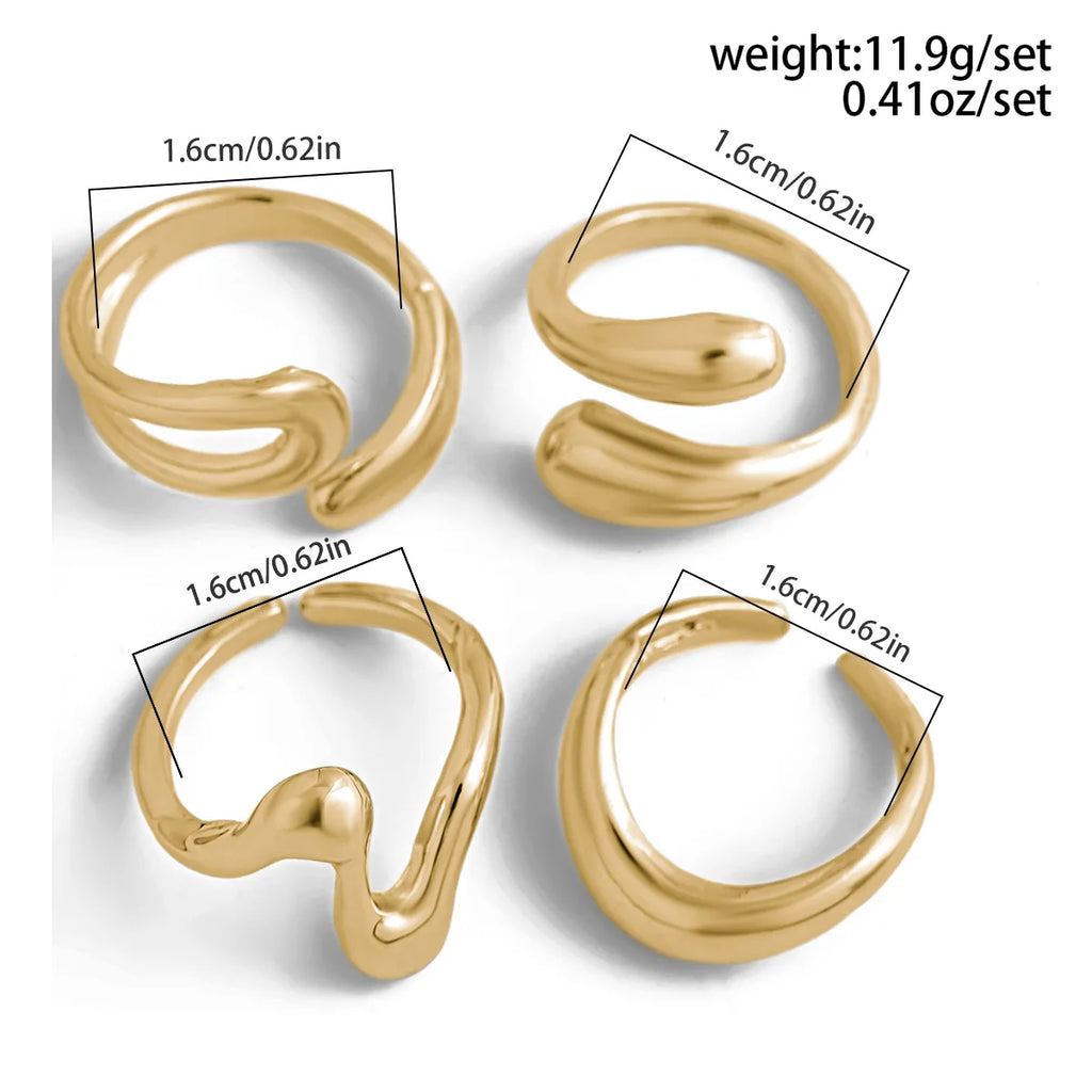 One Set Irregular Geometric Rings For Women Men Girls Punk Fashion Beach Style Gold Silver Color Knuckle Joint Ring