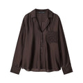 HH Woman Fashion Chic Single-Breasted Embroidery Decorate Slim Translucent Blouses Women Lapel Long Sleeves Loose Shirts