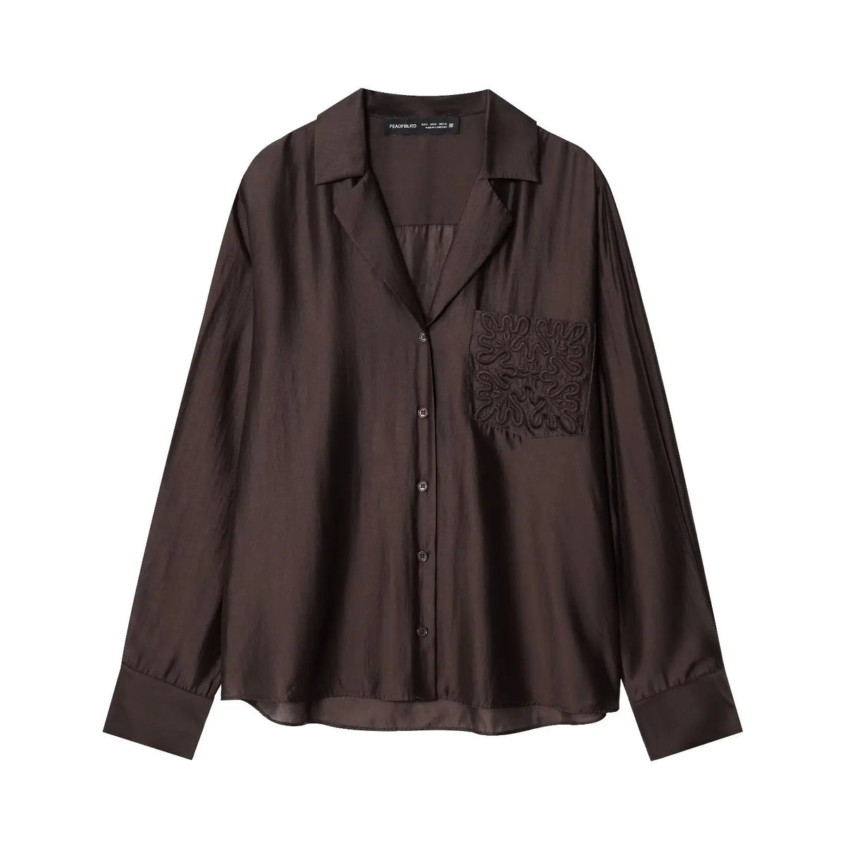 HH Woman Fashion Chic Single-Breasted Embroidery Decorate Slim Translucent Blouses Women Lapel Long Sleeves Loose Shirts