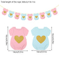 Baby Shower Paper Garland Short-Sleeve Bodysuits Clothesline Garland Gender Reveal Birthday Banner Baby Outfit Banner Flag Decor