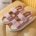 Summer Home Slippers Thick-soled Sandals Double Straps Wide Sandals Do Not Slip Comfortable Walking Sandals for Men and Women