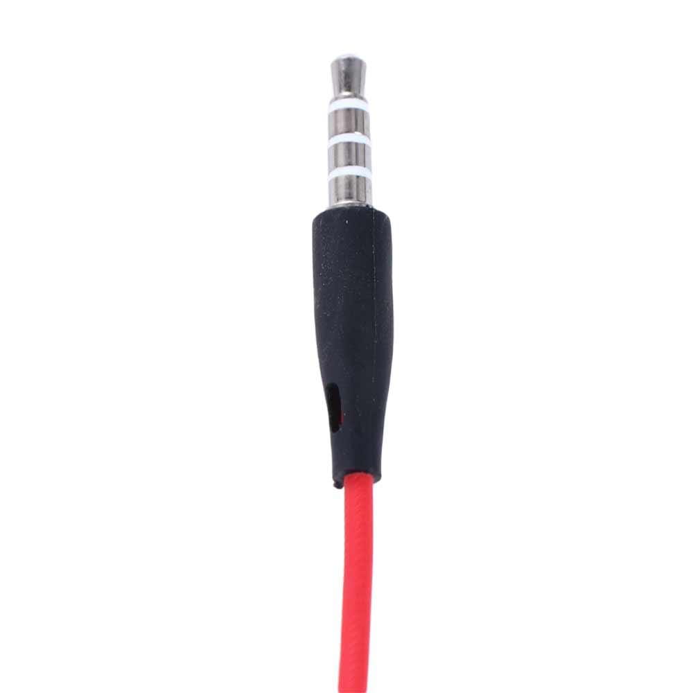 Câble audio rouge avec manchon en caoutchouc noir et connecteur mâle 3,5 mm argenté pour écouteurs à double dynamique, casque stéréo filaire 3,5 mm, offrant une qualité audio d’écouteurs à double dynamique.
