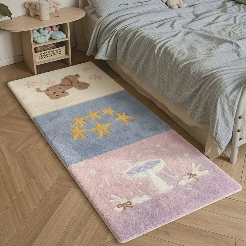 Bedroom Bedside Rug Soft Comfortable Floor Mat Dopamine Animal Print Carpet Sweet Girl Home Decor Rugs Alfombra de dormitorio