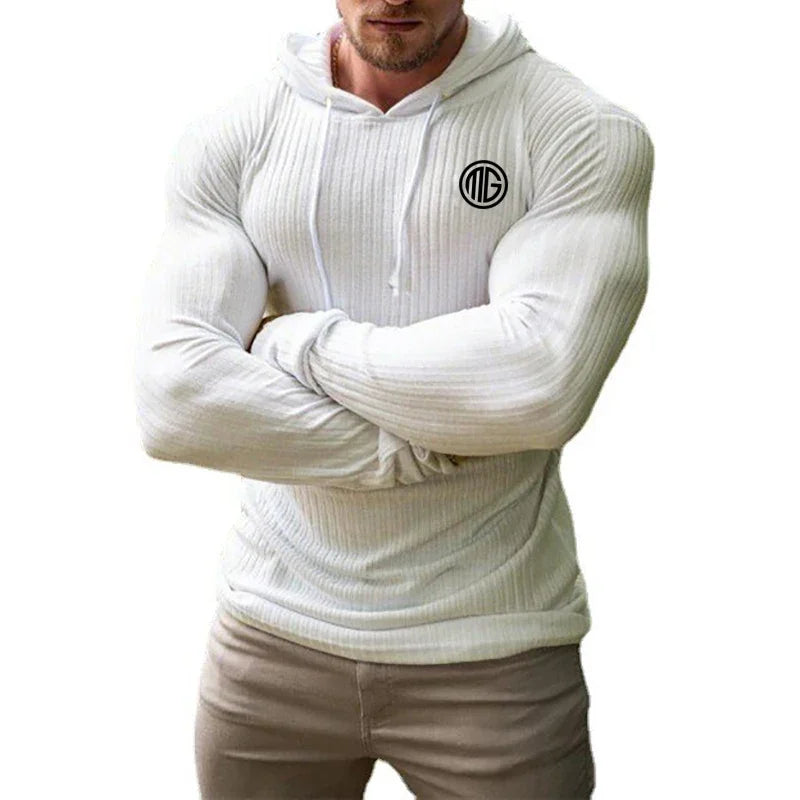 New Brand Fashion Autumn Hooded Sweaters Men Spring Knitted Clothing Slim Fit Pullover Man Classic Ribbed Knit Hoodie Jumper