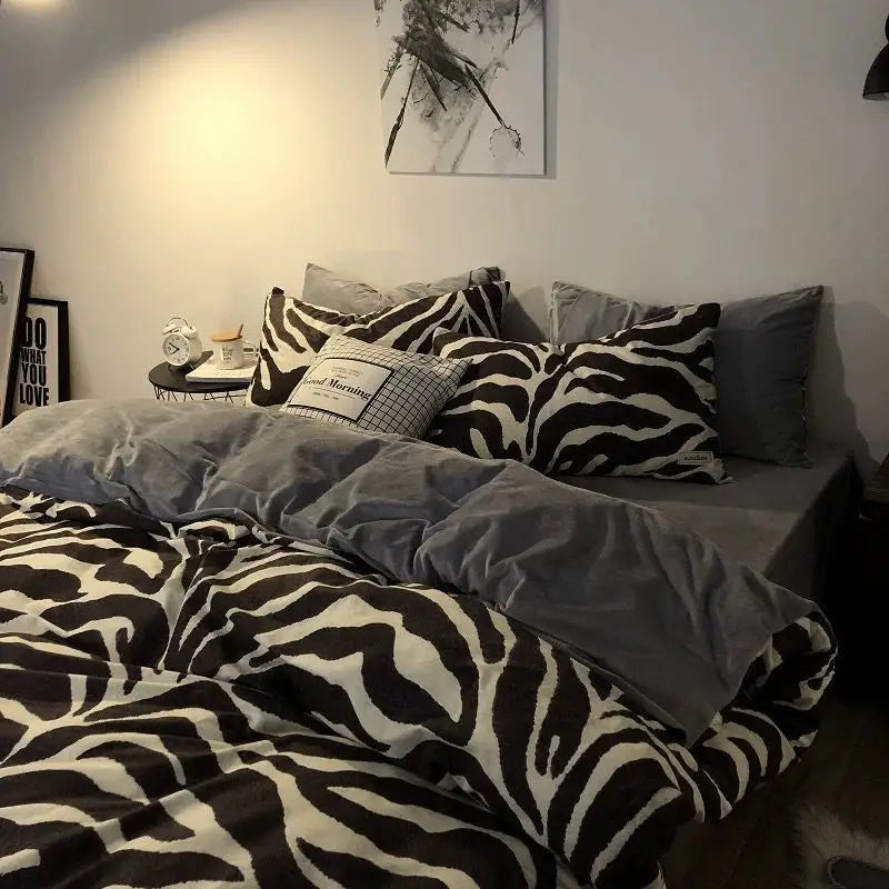 Bed Linen 2 Bedroom Four-piece Washed-cotton Bed Sheets Pillowcases Comforter Bedding Set Student Dormitory Three-piece Cover