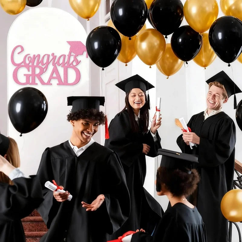 Class of 2026 Golden Graduation Felt Wall Stickers Party Decoration University Student Graduation Ceremony withGRAD Bachelor Hat