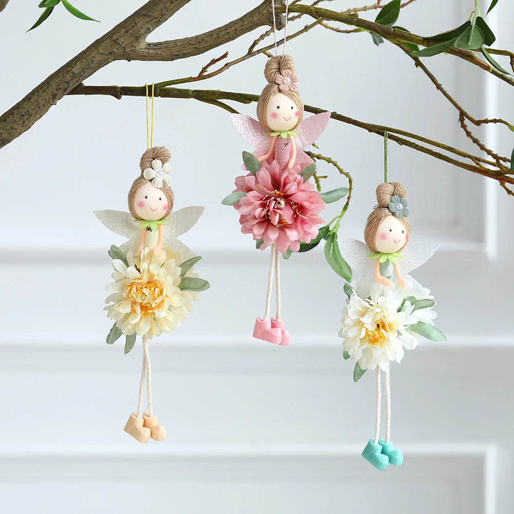21cm Easter Flower Fairy Pendants Pink Yellow Living Feet Fairy Dolls Easter Party Decorations Home Decor Supplies Kids Gifts