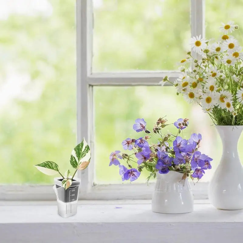 5Pcs Self Watering Plant Pots Plants Double-Layer Flower Pots Planters Drainage Hole Reservoir Seedling Nursery Pot Gift