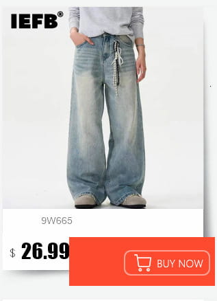 Iefb men black vintage wide leg jeans displayed in light-wash denim with a drawstring waistband and frayed hems.
