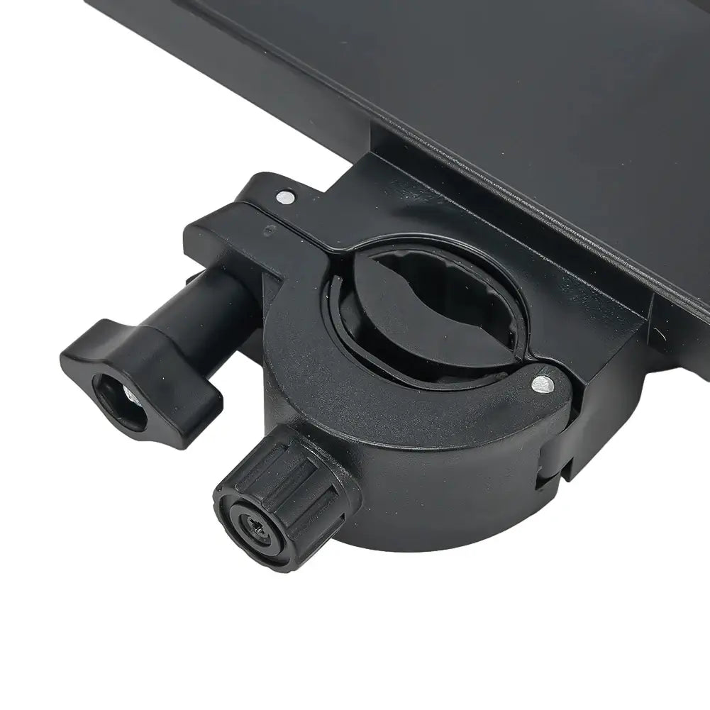 Support de fixation pour vélo en plastique noir, avec pince réglable et bouton pour plateau de support de microphone avec support pour téléphone.