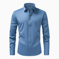 Men's Long Sleeved Shirt Spring Casual Elastic Non Ironing Black Solid Color Soft Versatile Business Formal Man Clothing 8XL 7XL