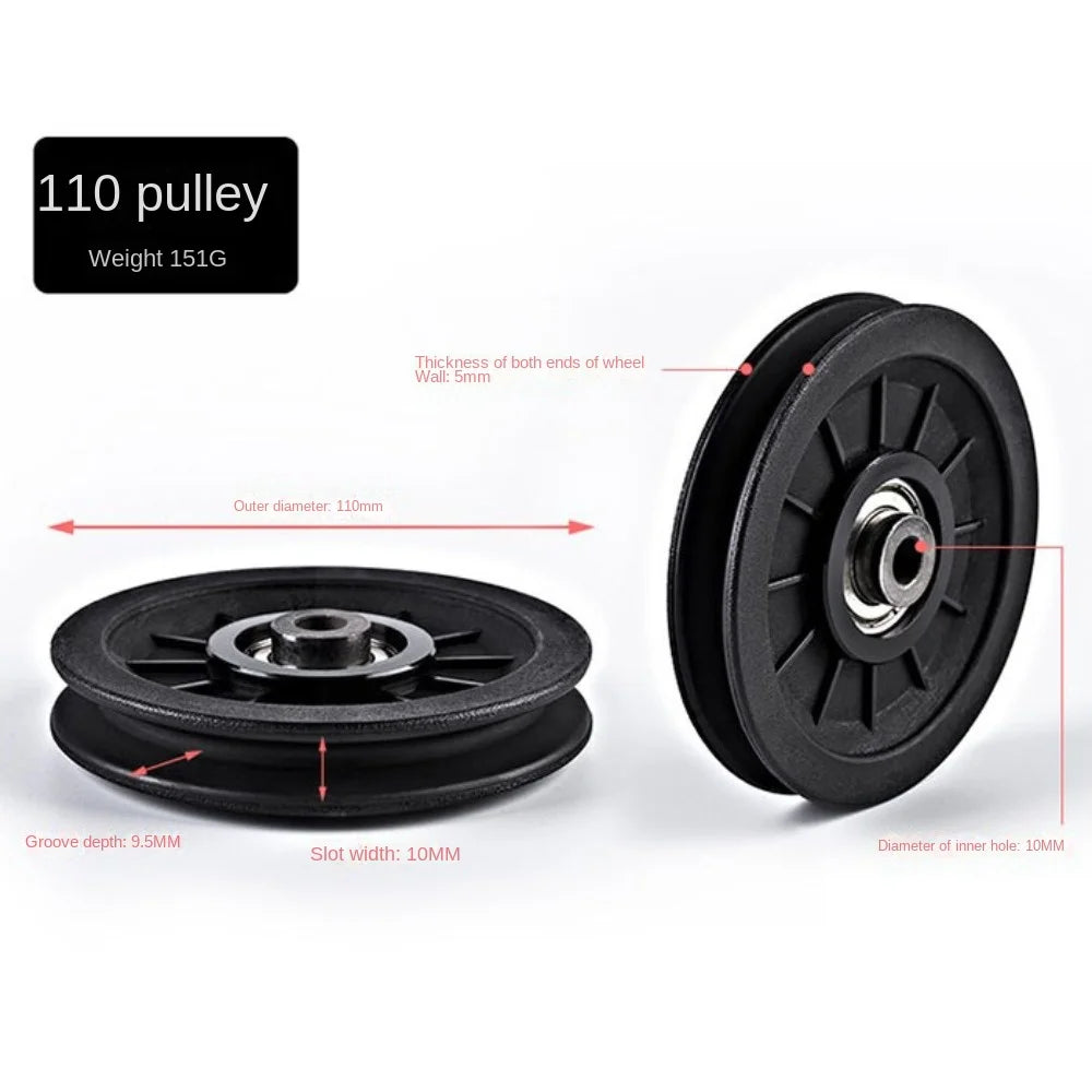 Fitness Equipment Parts Pulley Wheel Black Cable Machine Part Nylon Pulley Light Weight Good Wear Resistance Nylon Bearing