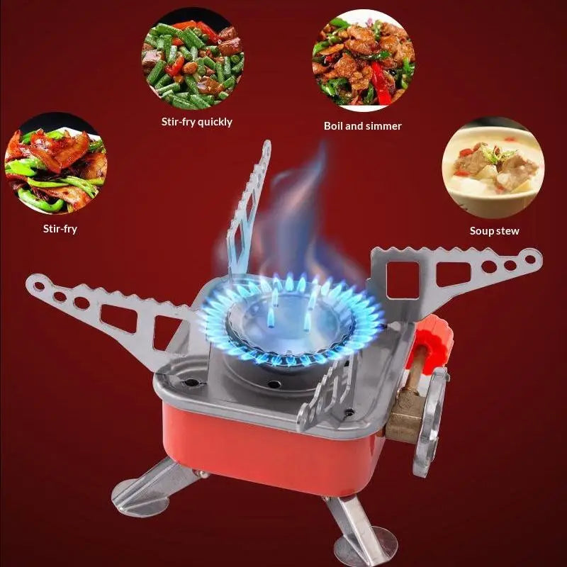 Camping Gas Stove Portable Foldable Windproof Rust Resistant for Hiking Backpacking Picnic BBQ Campsite Use