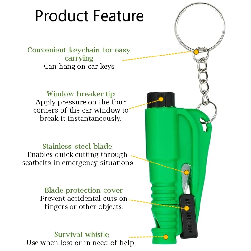 Safety Hammer with Rescue Whistle, Car Escape Tool 3-in-1 Window Breaker Seatbelt Cutter, Compact Emergency Escape Tool for Car