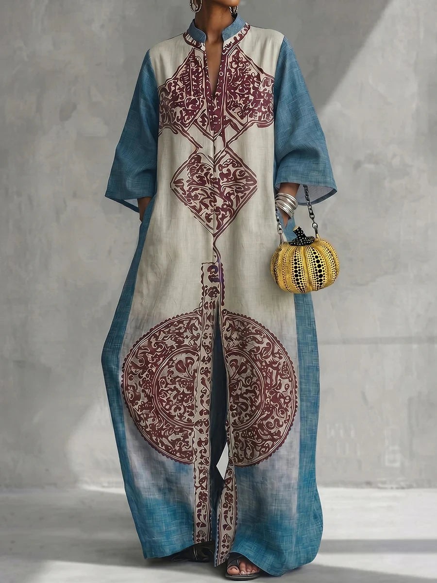 Ethnic Loose Jumpsuit Woman Boho Summer Geometric Print Deep V-Neck Wide Leg Romper Pocket Vintage Casual Vacation Overalls