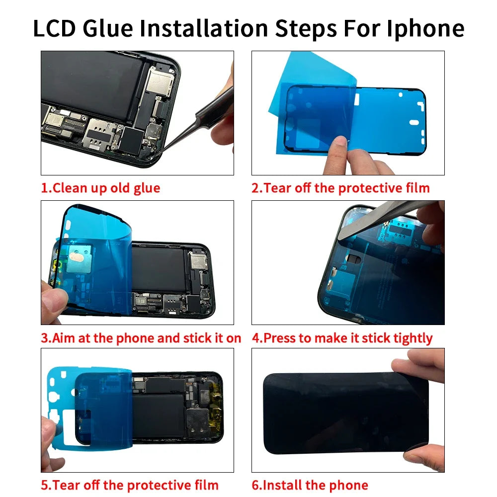 Back Cover Side Waterproof Seal Sticker For Iphone 16 15 14 Pro Max Plus 13 mini Adhesive LCD Screen Frame Seal Tape Repair