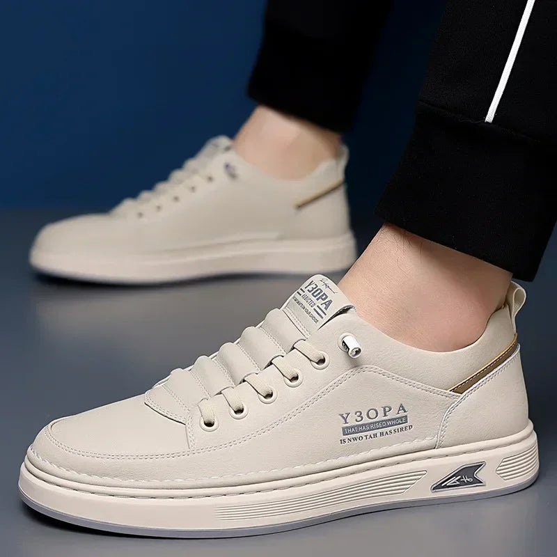 Men's Shoes Leather Casual Sneakers Breathable Walking Slip On Platform Shoes Man Flats Rubber Sole Sports Shoes Zapatillas