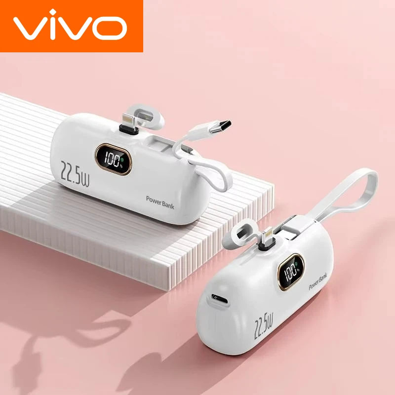 VIVO 30000mAh Mini Portable Power Bank Capsule Mobile Power Supply Emergency External Battery Fast Charger For Type-c iPhone