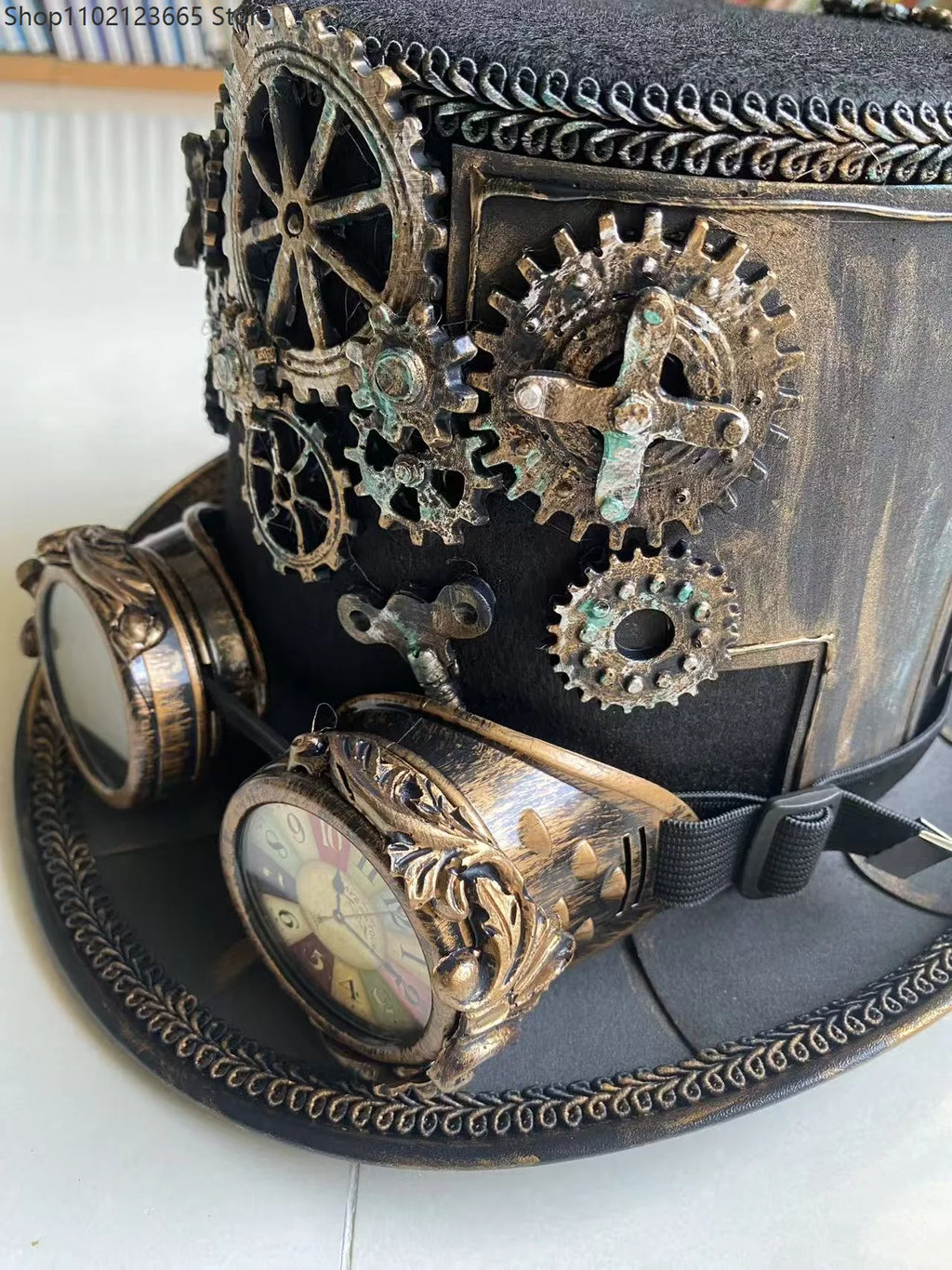 Mens Gothic Steampunk Hats Retro Costume Cosplay Top Hat With Removable Goggles Dress Up Accessories Time Traveler Costume Men
