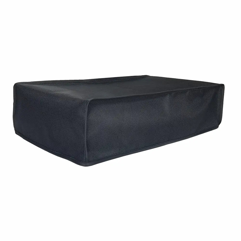 black mesh fabric storage bag with reinforced seams and rectangular boxy shape for ps5 pro console dust cover made of oxford cloth