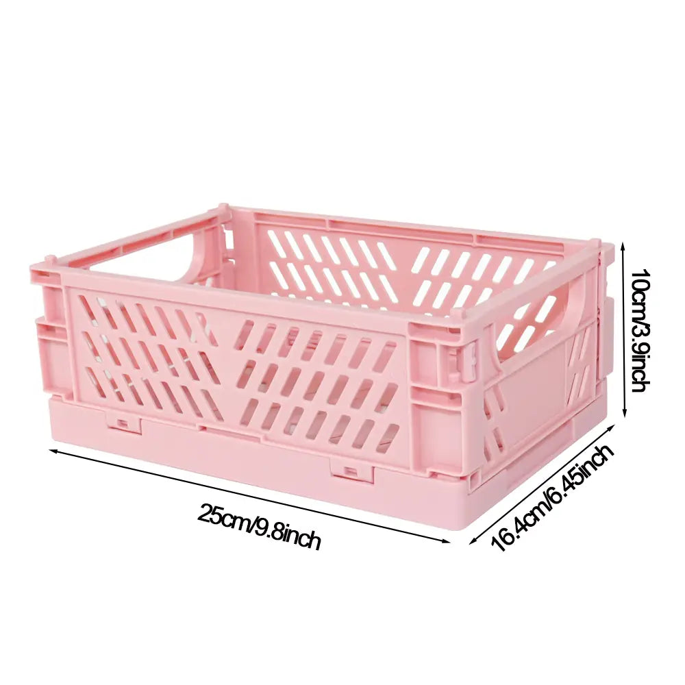 Rosa Kunststoff-Falt-Aufbewahrungsbox mit Rautendesign, verwendet als pastellfarbener Kunststoff-Desktop-Organizer, Aufbewahrungsboxen-Körbchen
