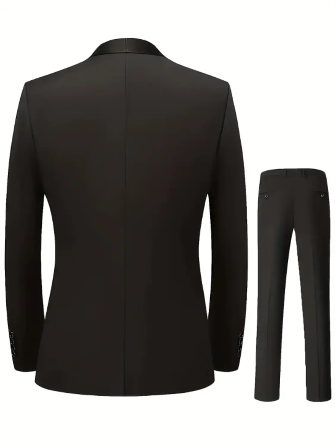 Herren schwarzer Slim-Fit-Anzug einreihiger Smoking mit eleganter, moderner Schnittführung, dezenter Struktur und einreihiger Knopfverschlussart.