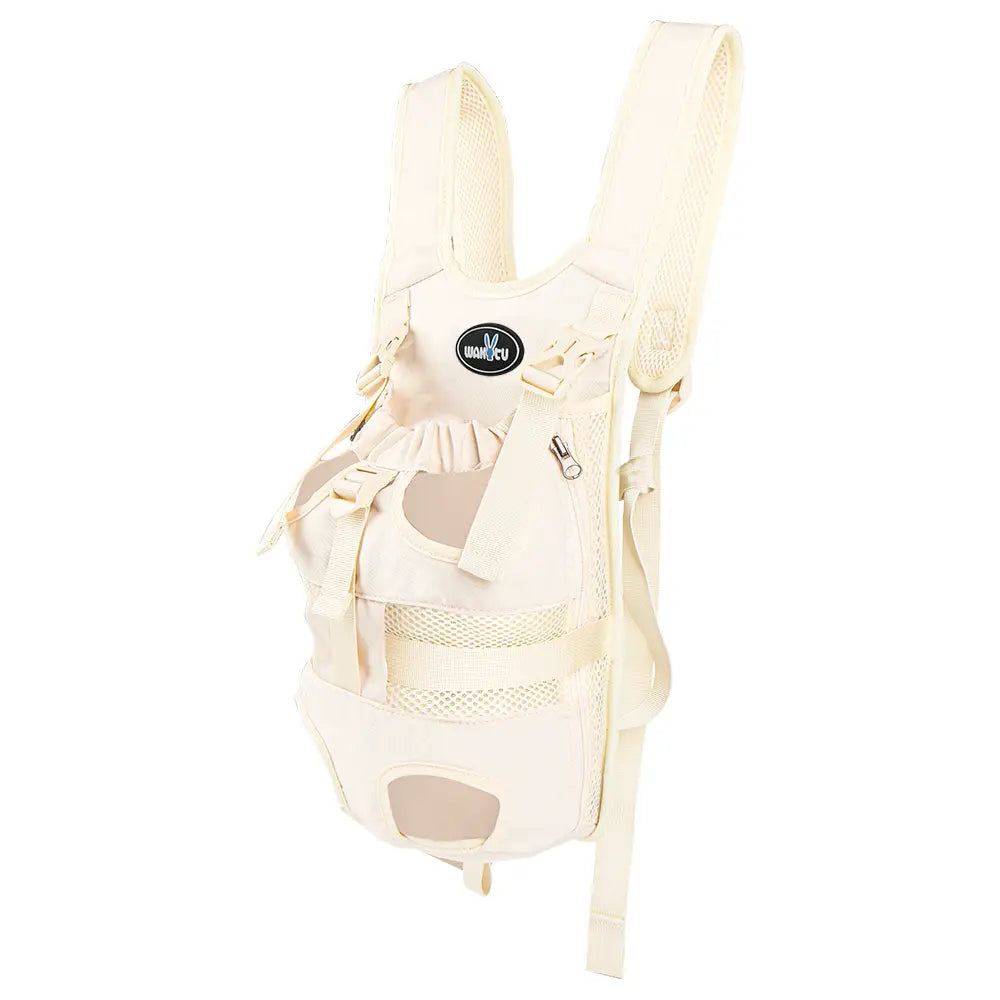 Mochila portamascotas para motocicleta color crema, de malla y tejido, con correas ajustables y bolsillo frontal con cremallera, para Suzuki V-Strom, compatible con Ducati Scrambler y Ducati Multistrada.