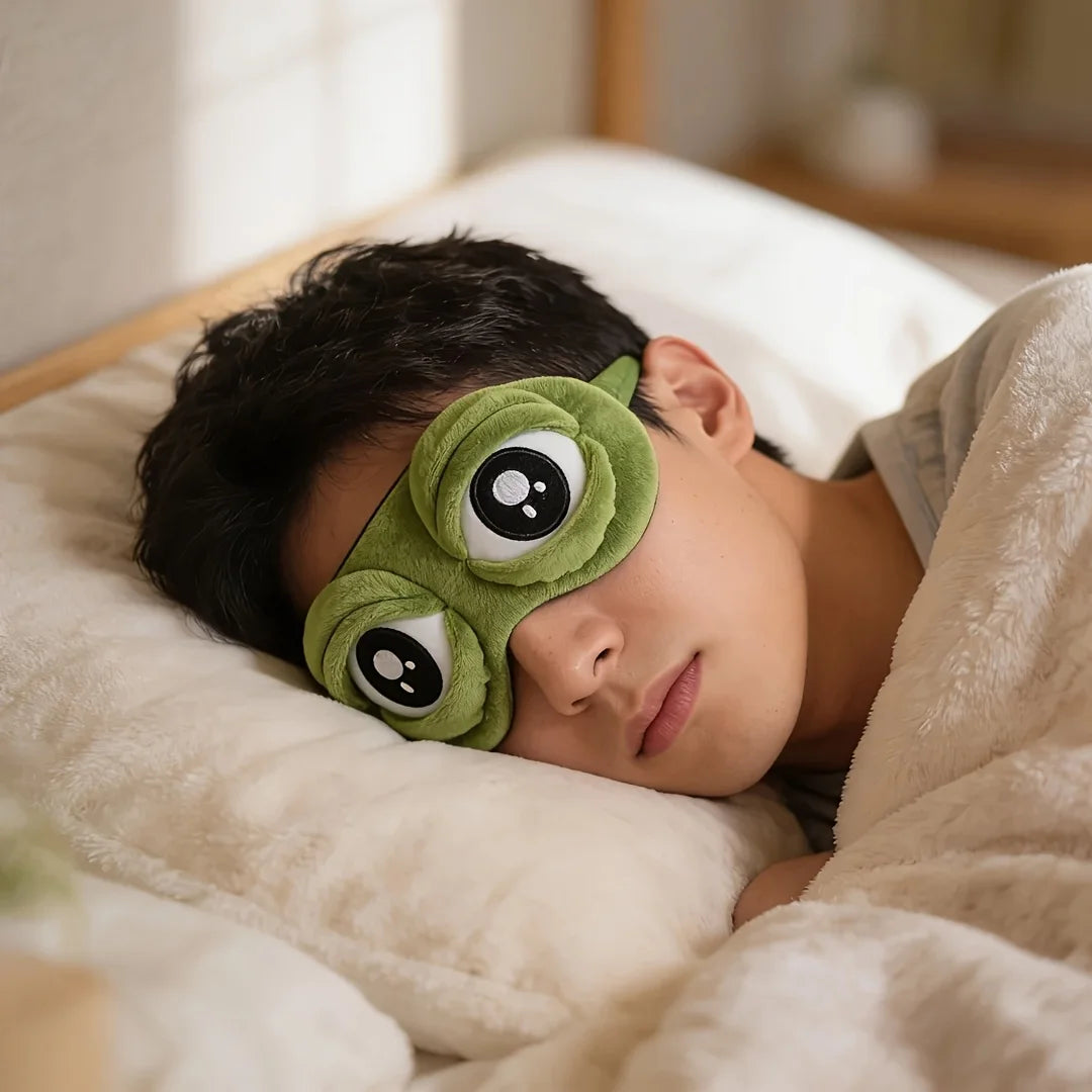 3D Sad Frog Sleep Mask Natural Sleeping Eyeshade Cover Shade Eye Patch Donna Uomo Soft Portable Blindfold Travel Eyepatch